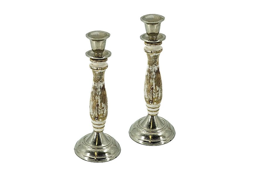 HTI-Living Kerzenständer Kerzenständer 2er Set Metall/Mangoholz (Set, 2 St. günstig online kaufen