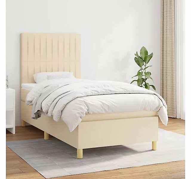 vidaXL Boxspringbett Boxspringbett mit Matratze Creme 100x200 cm Stoff Bett günstig online kaufen