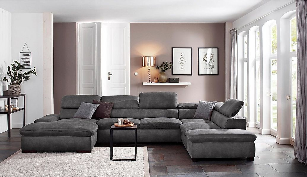 Home affaire Wohnlandschaft Alberto U-Form, mit Kopfteilverstellung, wahlwe günstig online kaufen