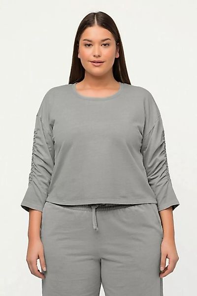 Ulla Popken Sweatshirt Sweatshirt kurz Oversized Rundhals 3/4-Arm günstig online kaufen