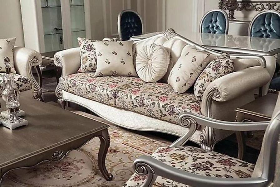 Casa Padrino Sofa Luxus Barock Sofa Creme / Beige / Silber 230 x 84 x H. 99 günstig online kaufen