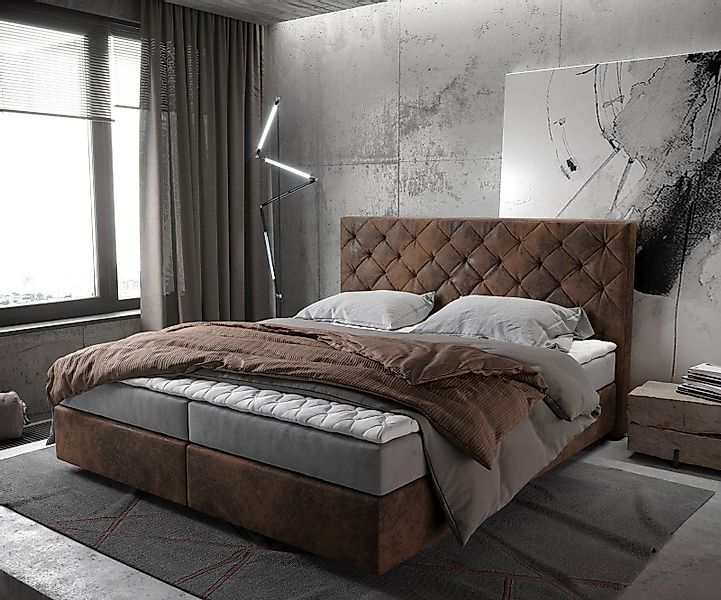 DELIFE Boxspringbett Dream-Great, Braun Vintage 180x200 günstig online kaufen