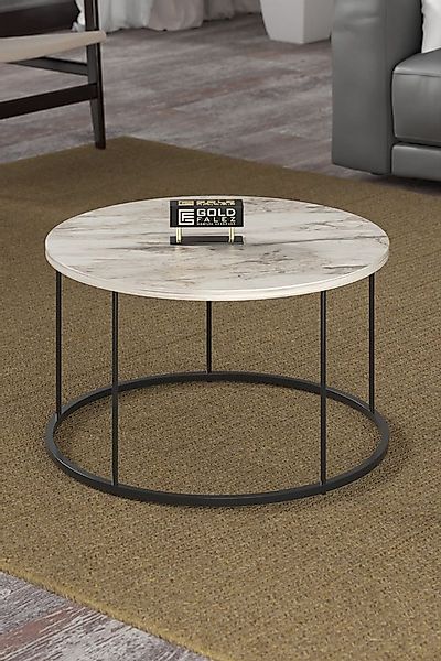 en.casa Couchtisch, Ø 70 cm, melaminbeschichtet, Metallbeine 90003170 günstig online kaufen