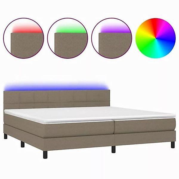 vidaXL Boxspringbett Boxspringbett mit Matratze LED Taupe 200x200 cm Stoff günstig online kaufen