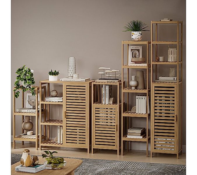 Bellamio Hochschrank Newa aus Bambus, lackiert (3 Fächer) Badezimmerschrank günstig online kaufen