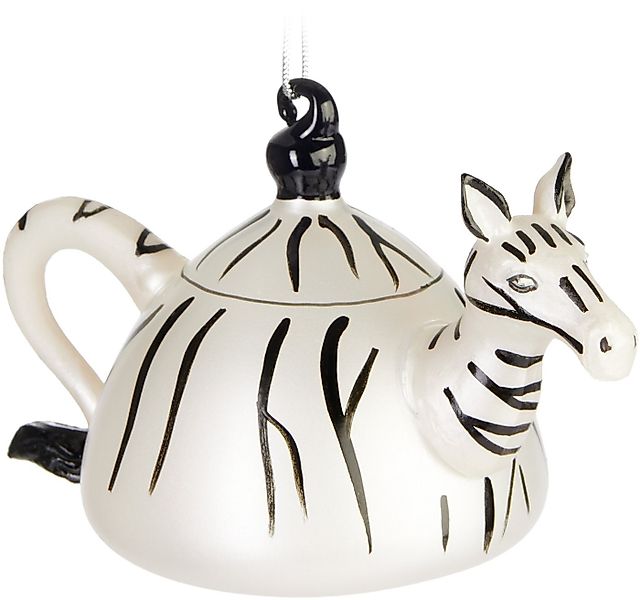 BRUBAKER Weihnachtsbaumkugel Teekanne Zebra Weihnachtskugel aus Glas - Chri günstig online kaufen