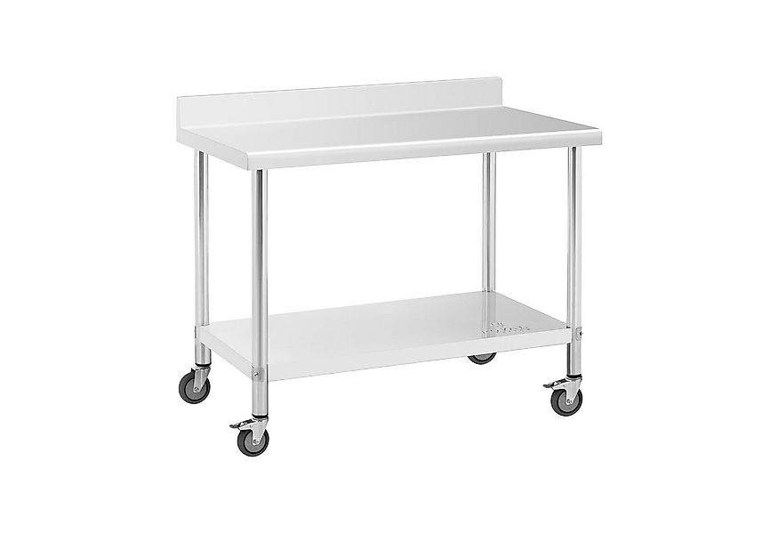 Royal Catering Arbeitstisch 60 x 120 cm Rollbarer Edelstahltisch Aufkantung günstig online kaufen