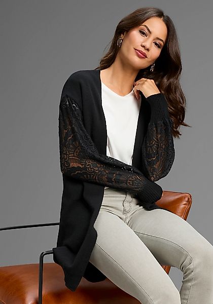 Laura Scott Strickjacke, mit femininen Spitzenärmeln - NEUE KOLLEKTION günstig online kaufen