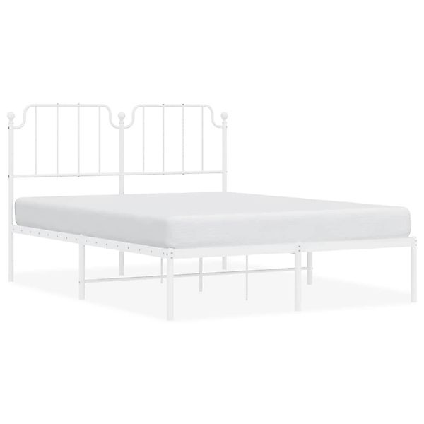 vidaXL Bettgestell mit Kopfteil Metall Weiß 135x190 cm 373935 günstig online kaufen