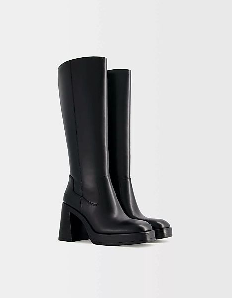 Bershka Plateau-Stiefel Mit Breitem Absatz. Damen 41 Schwarz günstig online kaufen