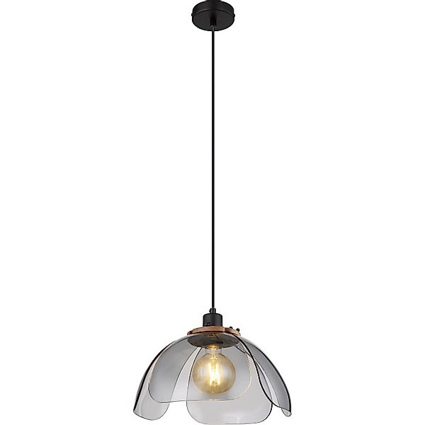 Globo Pendelleuchte 1-flammig Schwarz matt-Rauchfarben 340 x 1200 mm günstig online kaufen