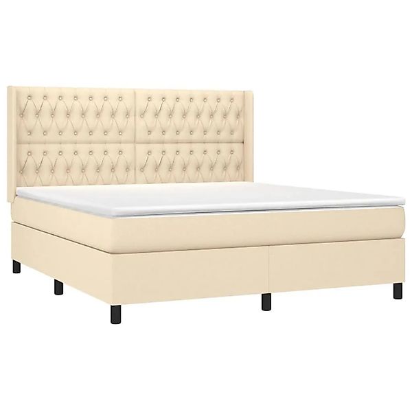 vidaXL Boxspringbett mit Matratze & LED Creme 180x200 cm Stoff 3138578 günstig online kaufen