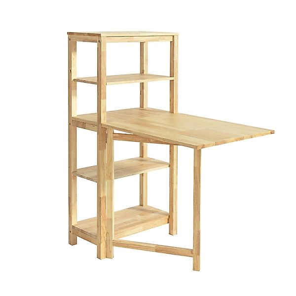 SoBuy Esstisch mit Regalen Klapptisch Schreibtisch 98x126x60cm Natur FWT70- günstig online kaufen