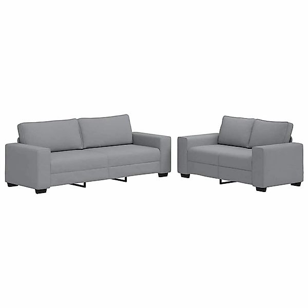 vidaXL 2-Tlg Sofagarnitur mit Kissen Hellgrau Stoff 3324731 günstig online kaufen