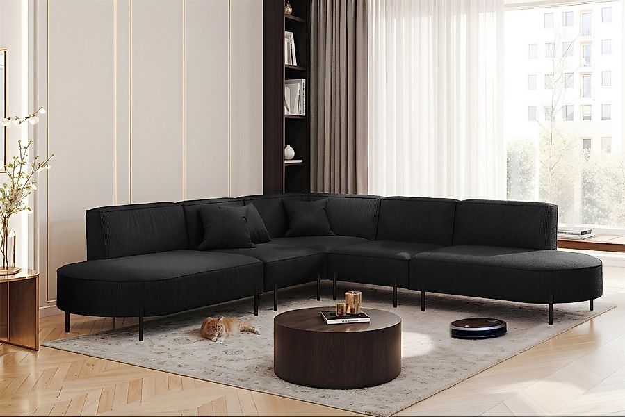 Fun Möbel Ecksofa Sofa VALENCIA Seite universal in Stoff, Rundumbezug günstig online kaufen