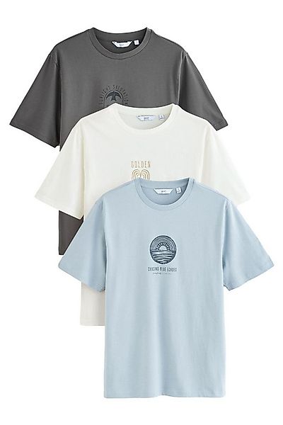 Next T-Shirt Regular Fit Grafik-T-Shirts aus Baumwolle 3er-Pack (3-tlg) günstig online kaufen