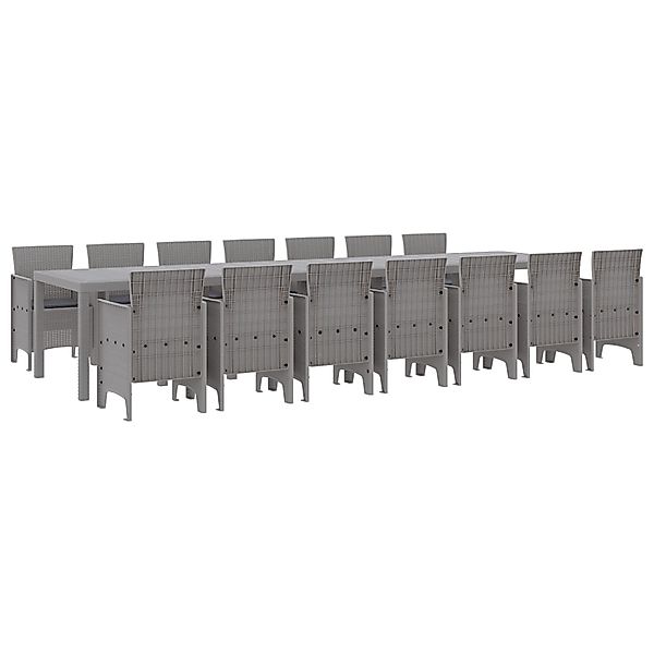 vidaXL Garten Essgruppe 15-Tlg Hellgrau Poly Rattan 3378810 günstig online kaufen