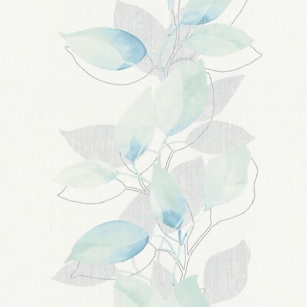Bricoflor Blätter Tapete in Grau und Blau Weiße Aquarell Tapete mit Blätter günstig online kaufen