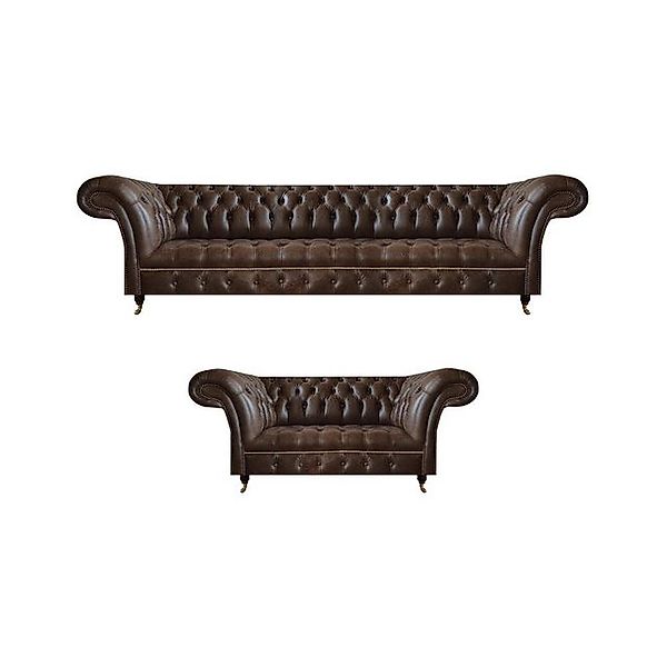 JVmoebel Sofa Braune Chesterfield Kunstleder Sofas Designer Wohnzimmer Couc günstig online kaufen