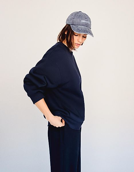 Bershka Oversize-Sweatshirt Mit Seitentaschen Damen S Marinenblau günstig online kaufen