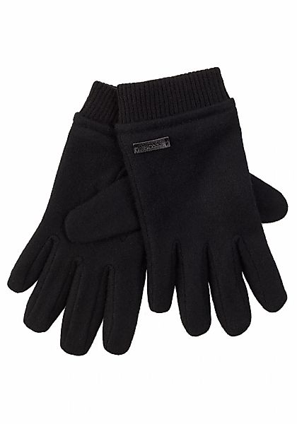 BOSS Strickhandschuhe "Kalsper", mit Labelaufnäher aus Leder günstig online kaufen