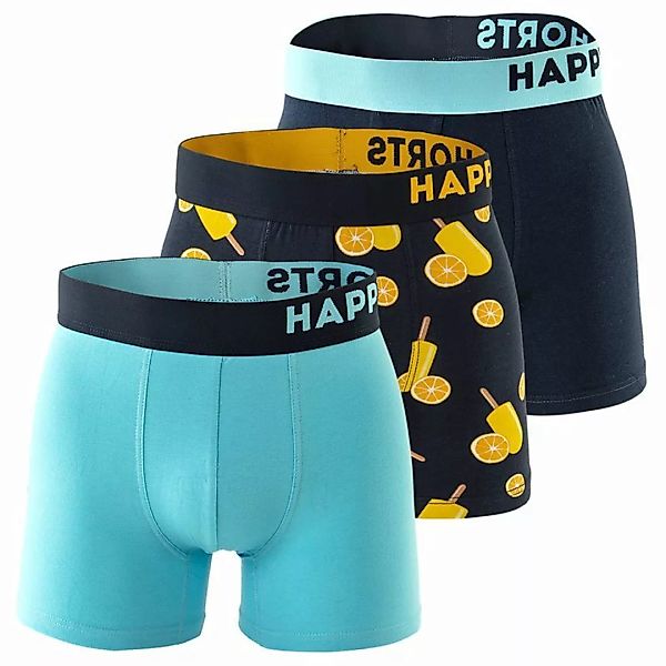 Happy Shorts Herren Boxer Shorts, 3er Pack - Retro Jersey, Logobund Capri I günstig online kaufen