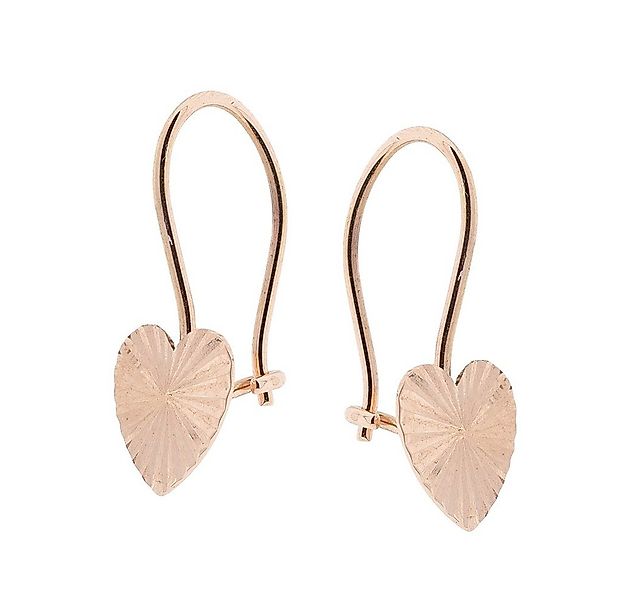 Golders Paar Ohrhänger strukturierte Herz-Ohrringe aus 585 Rotgold (2-tlg), günstig online kaufen