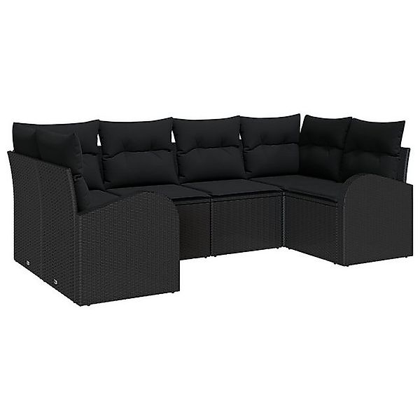 vidaXL Loungesofa 6-teiliges Garten Sofa Set mit Kissen Schwarz Poly Rattan günstig online kaufen