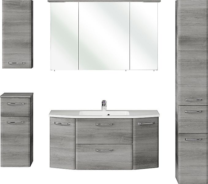 Saphir Badmöbel-Set Quickset 5-teilig, Mineralmarmor-Waschtisch und LED-Spi günstig online kaufen