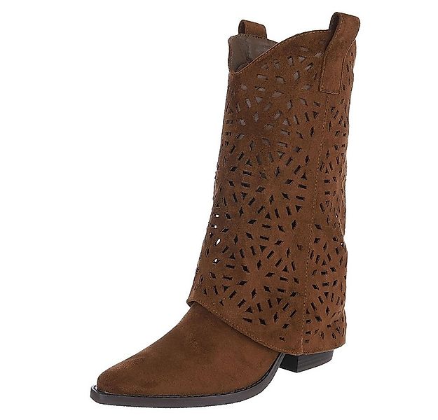 Ital-Design Moderne Damen-Stiefel mit Ausstanzungen für Alltag und Freizeit günstig online kaufen