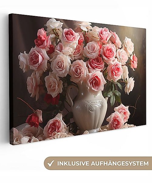 OneMillionCanvasses® Leinwandbild Blumen - Rosen - Vase - Stilleben - Blume günstig online kaufen