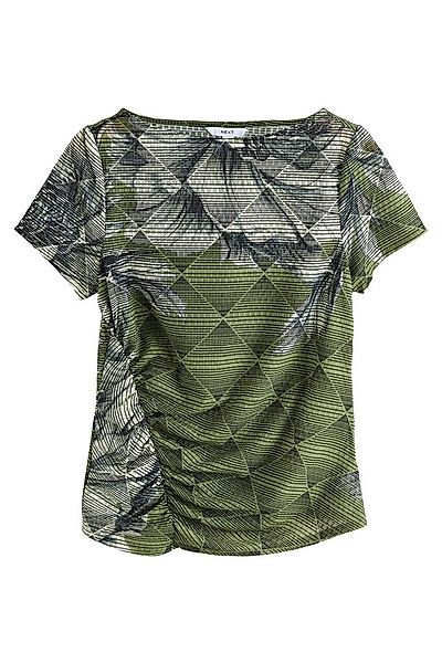 Next Kurzarmbluse Gekräuseltes Kurzarm-Oberteil, U-Boot-Ausschnitt (1-tlg) günstig online kaufen