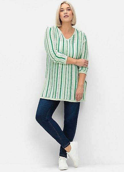 Sheego Strickpullover Ajourpullover . aus Ajourstrick, mit Seitenschlitz günstig online kaufen