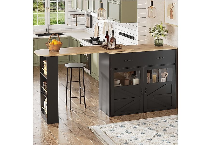 MODFU Bartisch 360° Drehbarer Bartisch,Kücheninsel, Reversibel Tisch (Auszi günstig online kaufen