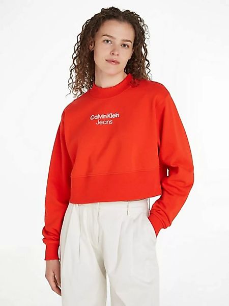 Calvin Klein Jeans Sweatshirt STACKED INSTITUTIONAL CREWNECK mit Logoprägun günstig online kaufen