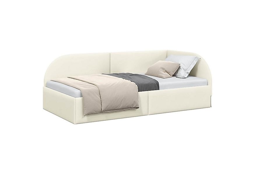 vidaXL Bett Eckbettgestell Creme 80 cm x 200 cm Polyester und Sperrholz (1- günstig online kaufen