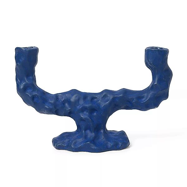 Kerzenleuchter Dito keramik blau / 25 x 8 x H 16 cm - Steinzeug - Ferm Livi günstig online kaufen
