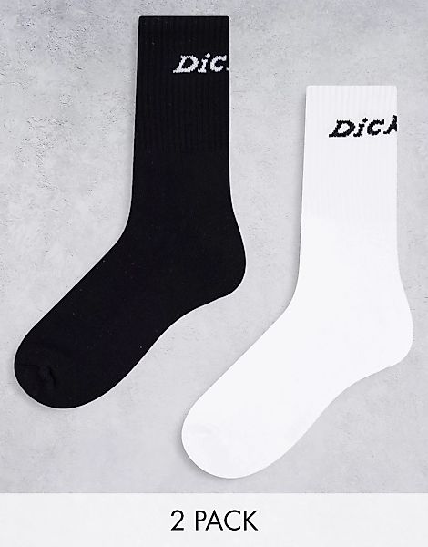 Dickies – Carlyss – 2er-Pack Socken in Schwarz und Weiß-Bunt günstig online kaufen