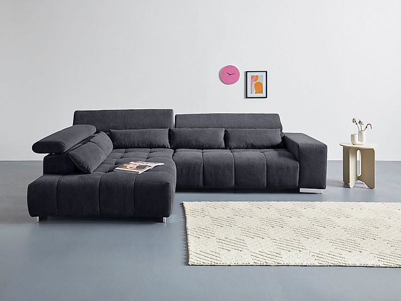 COTTA Ecksofa "Orion L-Form", mit Kopfteilverstellung & 5 Nierenkissen günstig online kaufen