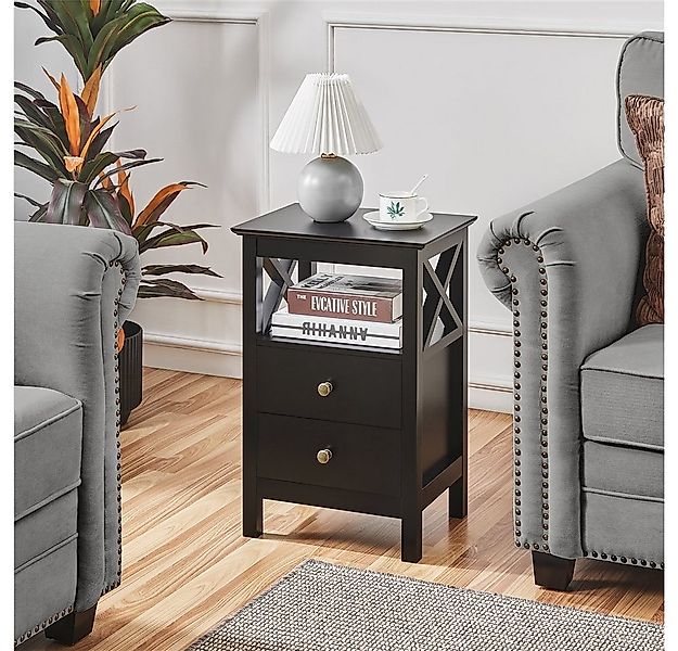 Yaheetech Nachtkonsole Nachttisch (2 St), mit 2 Schubladen, Beistelltisch f günstig online kaufen