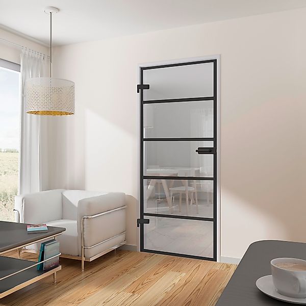 inova wohnen Zimmertür mit schwarzen 5 Felder Dekor 83,4 x 197,2 cm, inkl. günstig online kaufen