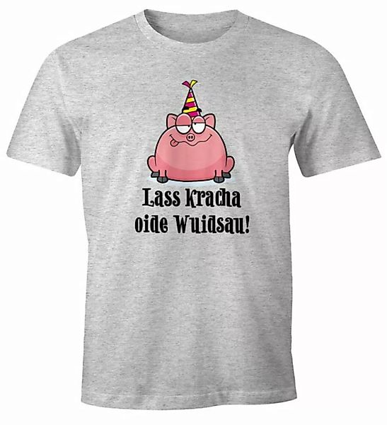 MoonWorks Print-Shirt Herren T-Shirt Geburtstag Schwein Spruch Lass kracha günstig online kaufen