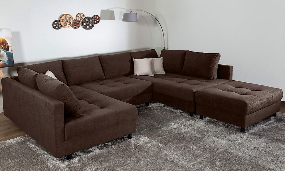 COLLECTION AB Wohnlandschaft "Toni U-Form, B: 298 cm" mit Hocker & 3 Zierki günstig online kaufen