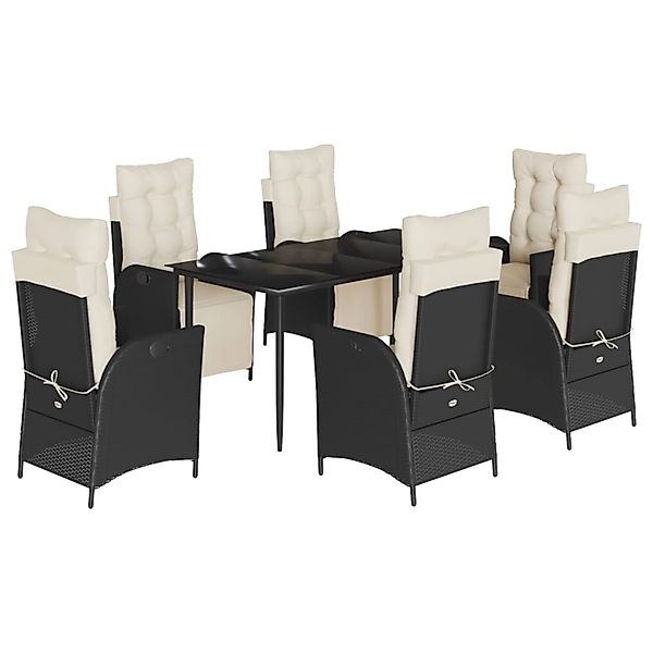 vidaXL 7-Tlg Garten-Essgruppe mit Kissen Schwarz Poly Rattan 3213382 günstig online kaufen