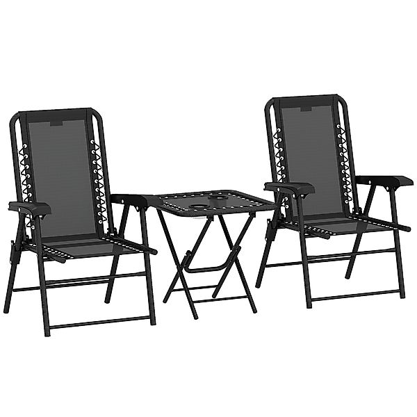 Outsunny Bistro Set 3-teilig aus Stahl Wetterfest Gartenmöbel Set mit klapp günstig online kaufen