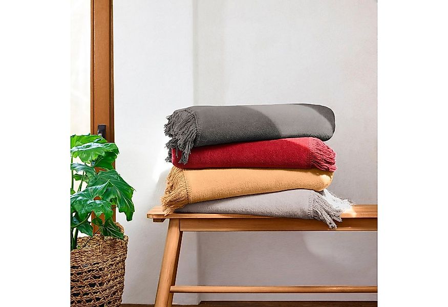 Wohndecke Uni Decke Luxus 2, IBENA, mit Fransen günstig online kaufen