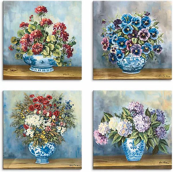 Artland Leinwandbild "Blumen Bouqets", Blumen, (4 St.), 4er Set, verschiede günstig online kaufen