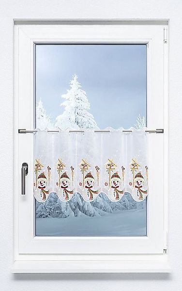 Plauener Spitze® Scheibengardine Schneemann (1 St), transparent, HxB 35x48c günstig online kaufen