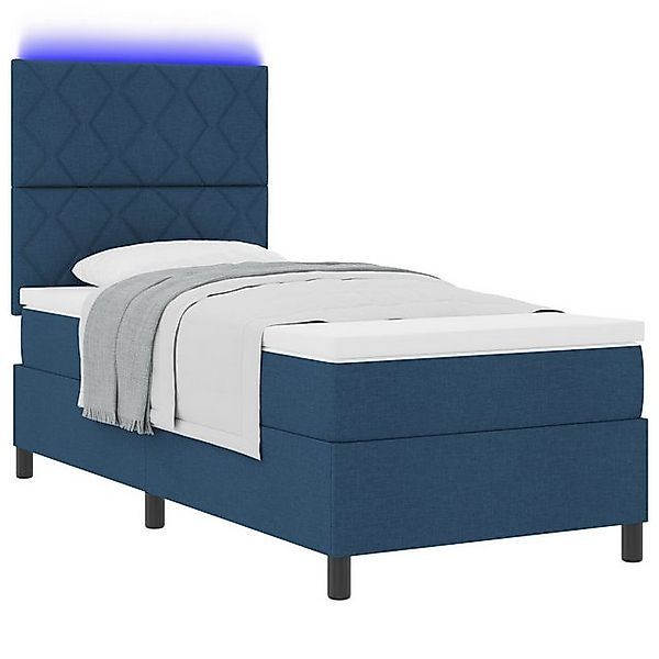 vidaXL Bett Boxspringbett mit Matratze & LED Blau 100x200 cm Stoff (1-tlg) günstig online kaufen