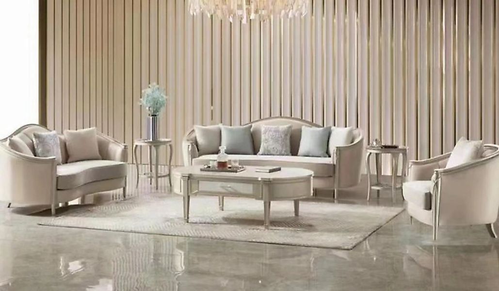 JVmoebel Sofa Beige Sofagarnitur 3+2+1 Sitzer Set Design Sofa Polster Couch günstig online kaufen